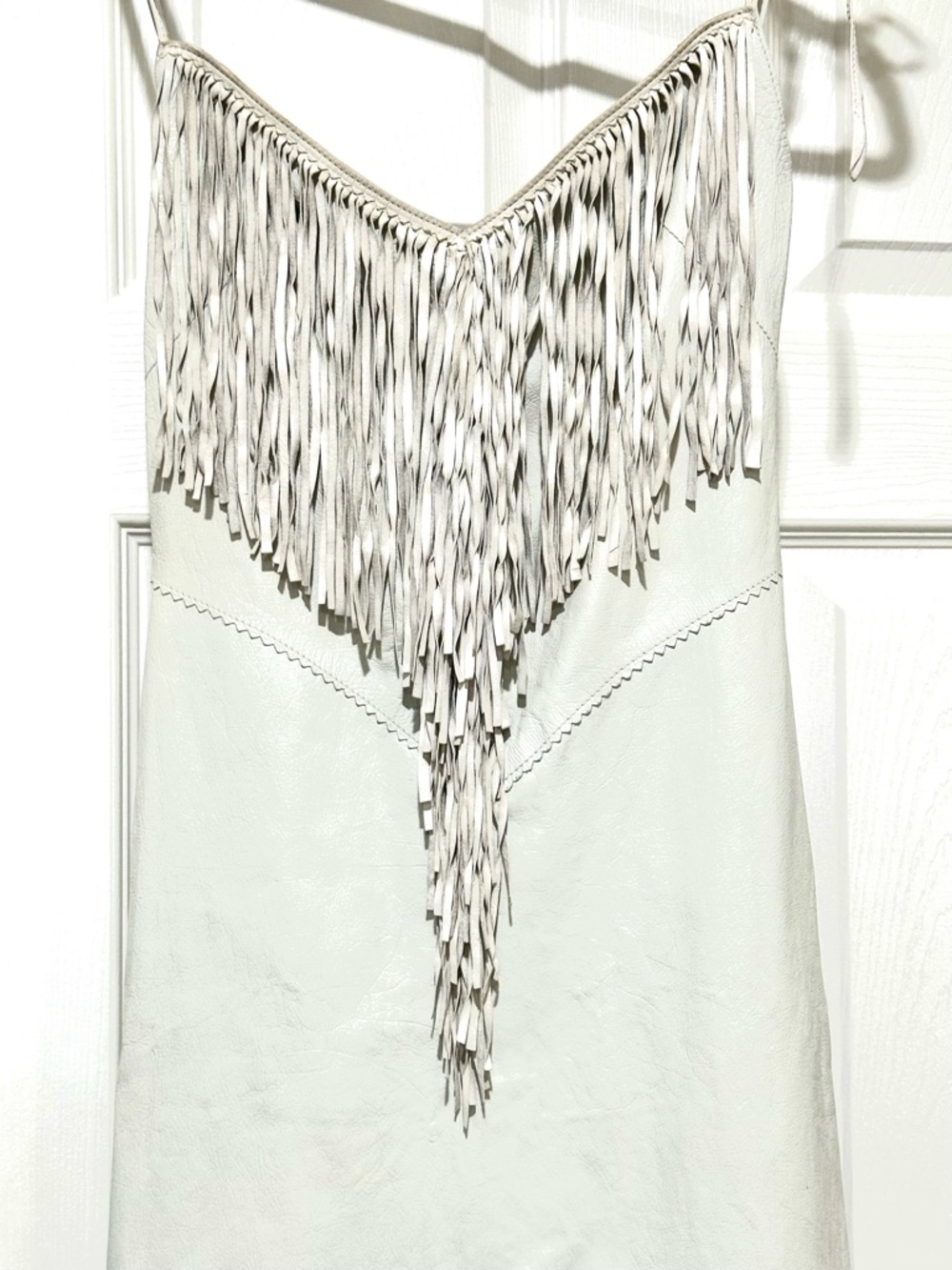 Clifford Olsen Leather from North Beach Leather fringe dress 1978 petite S - Picture 8 of 16